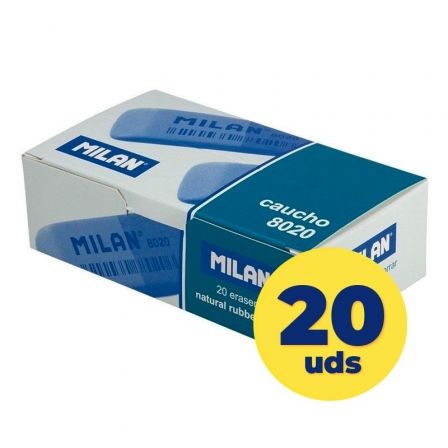 MILAN Goma de Borrar Doble Intensidad CCM8020, Set de 20 unidades